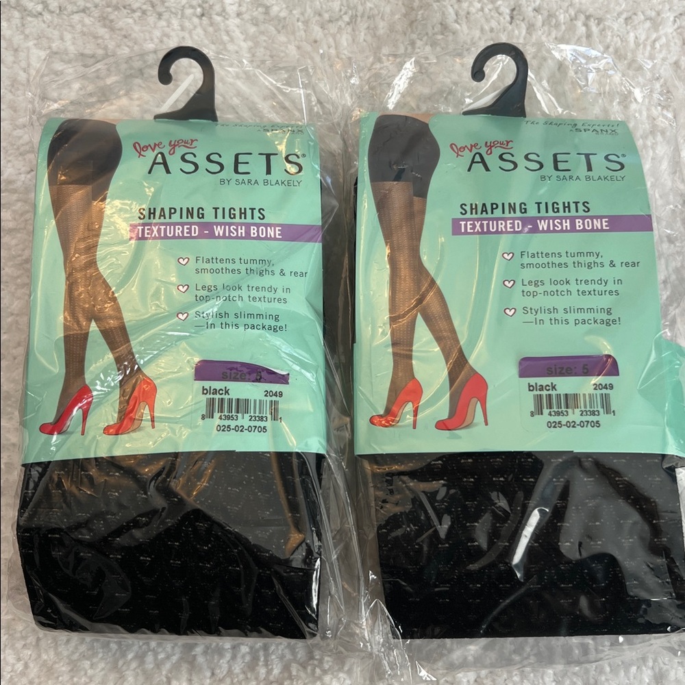 SPANX ASSETS by Sara Blakely Black Textured Shaping Tights 2 Pair